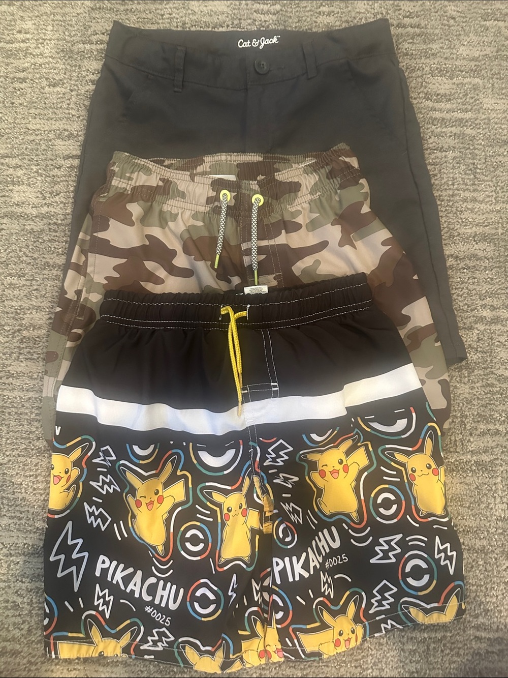 Cat & Jack Black, Camo & Yellow Pikachu Kids' Shorts - 3-Pack